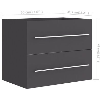 vidaXL Комплект мебели за баня от 2 части, сив, инженерно дърво