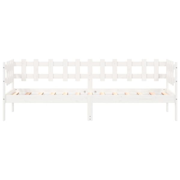 vidaXL Дневно легло без матрак, бял, 90x200 см, борово дърво масив