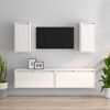 vidaXL ТВ шкафове, 4 бр, бели, бор масив