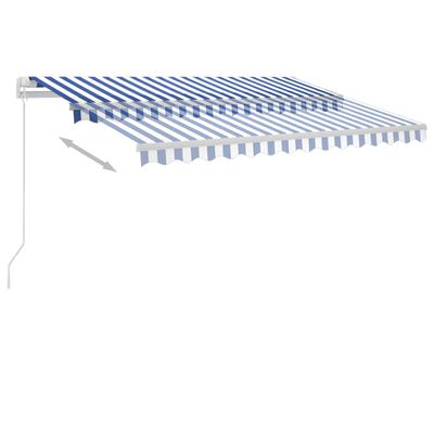 vidaXL Ръчно прибираща се тента с LED, 300x250 см, синьо и бяло