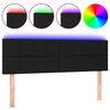 vidaXL LED горна табла за легло, черна, 144x5x78/88 см, плат