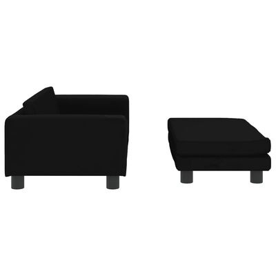 vidaXL Детски диван с табуретка за крака, черен, 100x50x30 см, кадифе