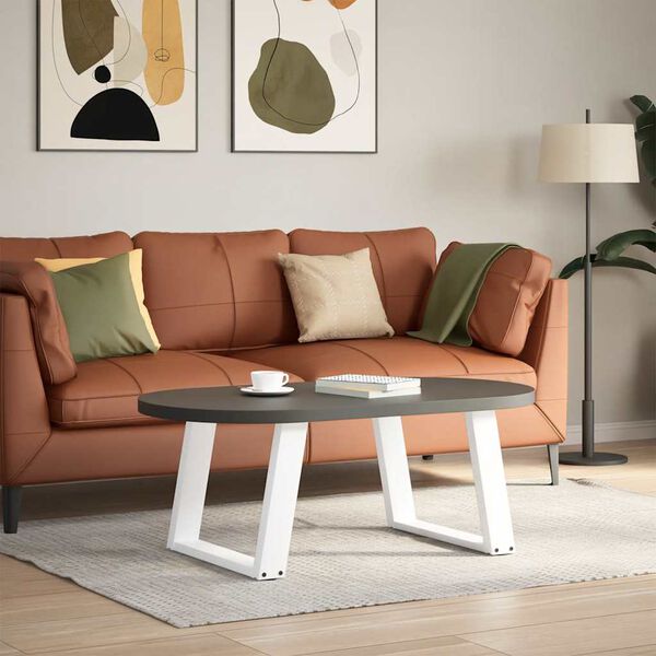 vidaXL Крака за масичка за кафе, U-образни, 2 бр., бели, 60 x (42-43) см, стомана