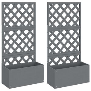 vidaXL Плантери с перголи 2 бр сиви 65x33x135 см WPC