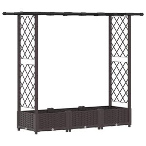 vidaXL Повдигнато легло с решетка и покривка Кафяво 164 x 40 x 121 см