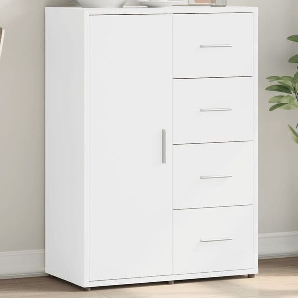 vidaXL Сайдборд, бял, 60x31x84 см, инженерно дърво