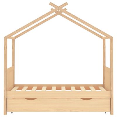 vidaXL Рамка за детско легло с чекмедже, борово дърво масив, 80x160 см