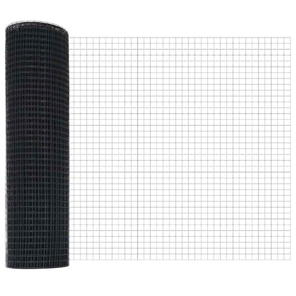 vidaXL Ограда с пост Сив 0,4 x 10 м Стомана и PVC