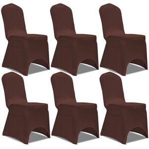 vidaXL Покривни калъфи за столове, еластични, 6 бр, кафяво