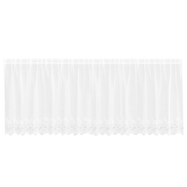 vidaXL Перде от дантела С завеси Флорален Бяло 120 x 400 cm Полиестер