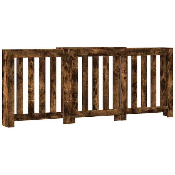 vidaXL Капак за радиатор, опушен дъб, 205x21,5x83,5см, инженерно дърво