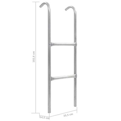 vidaXL Стълба за батут с 2 стъпала, стомана, сребриста, 102,6 см
