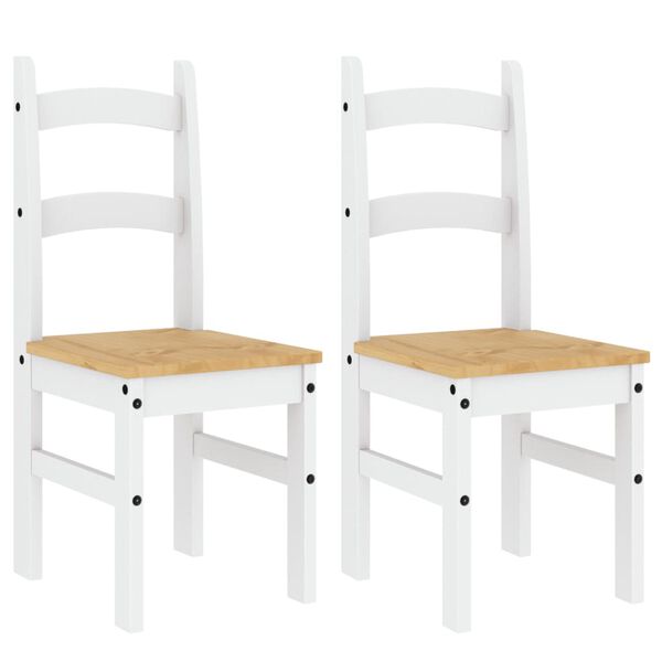 vidaXL Трапезни столове 2 бр бели 40x46x99 см бор масив