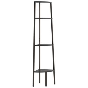 vidaXL Ъглова етажерка с 4 рафта черна 45,5x31,5x150 см
