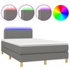 vidaXL Боксспринг легло с матрак и LED, тъмносиво, 120x200 см, плат