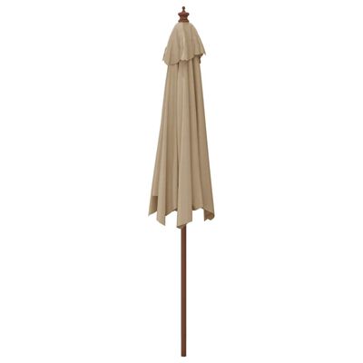 vidaXL Градински чадър с дървен прът, таупе, 299x240 см
