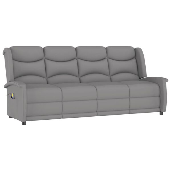 vidaXL 4-местен масажен реклайнер, светлосив, микрофибърна тъкан