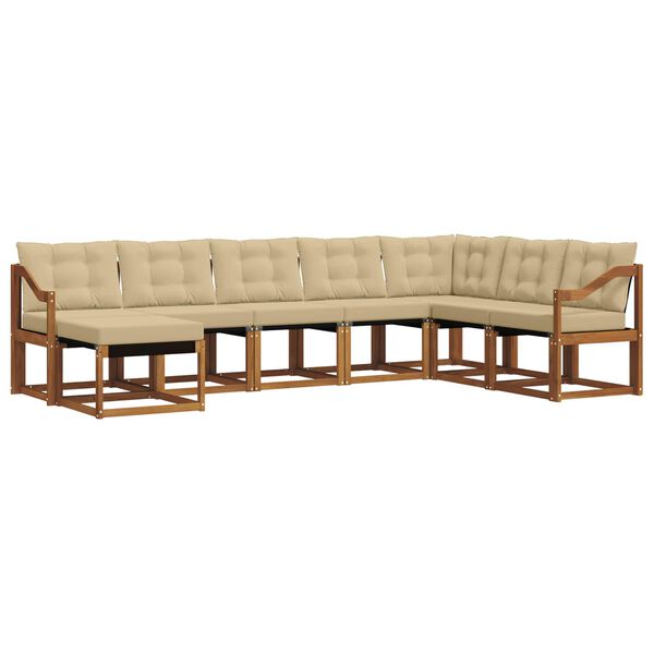 vidaXL Комплект дивани за открито 8 pcs Натурален и Бежов