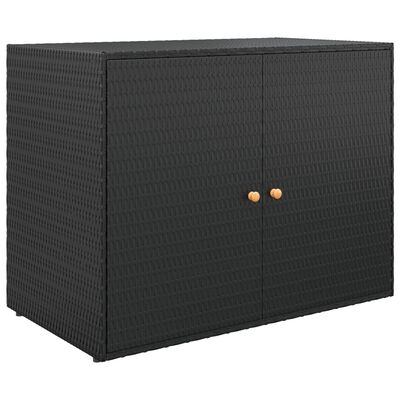 vidaXL Градински шкаф за съхранение черен 100x55,5x80 см полиратан