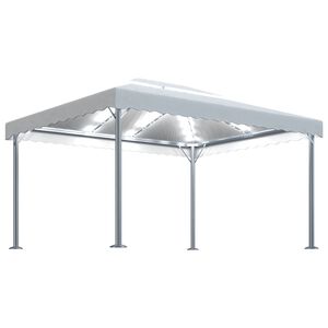 vidaXL Шатра с LED светещи стрингове, 400x300 см, кремава, алуминий
