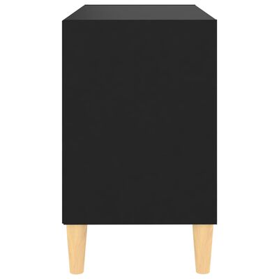 vidaXL ТВ шкаф с крака от дърво масив, черен, 69,5x30x50 см