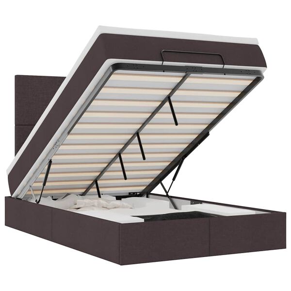 vidaXL Османска легло с матрак и LED, тъмнокафяво, 120x200 см, плат