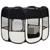 vidaXL Сгъваема кучешка кошара с чанта за носене, черна, 90x90x58 см
