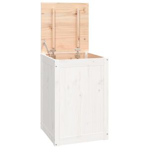 vidaXL Кутия за пране, бяла, 44x44x66 см, борово дърво масив