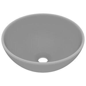 vidaXL Мивка за баня лукс кръгла светлосив мат 32,5x14 см керамика