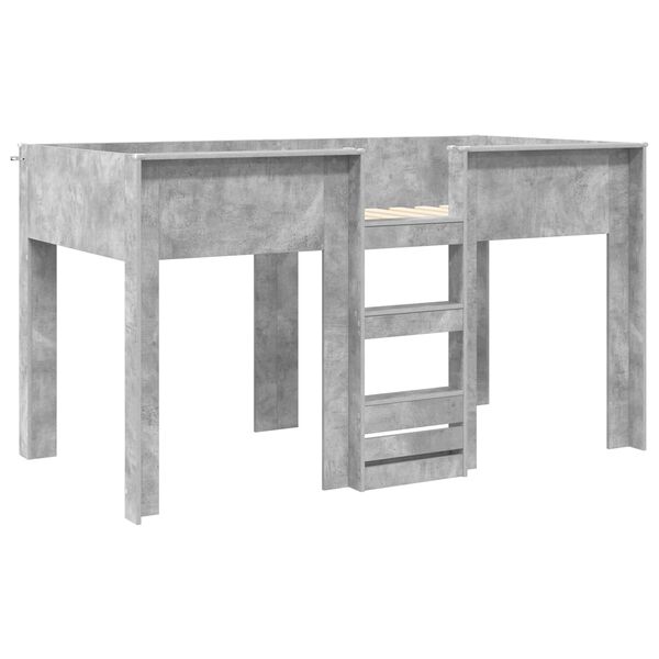 vidaXL Двуетажно легло за деца с матрак Циментено сиво 100 x 200 cm