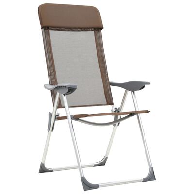 vidaXL Сгъваеми къмпинг столове, 4 бр, кафяви, алуминий