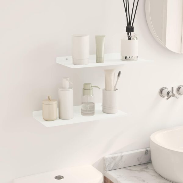 vidaXL Плаващ рафт 2 pcs Бял 40 x 18 x 2,5 см Стомана