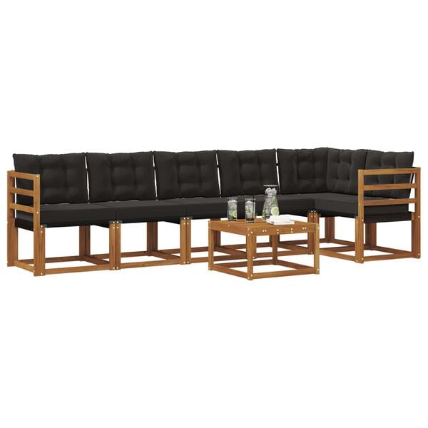 vidaXL Комплект дивани за открито 7 pcs Естествено и черно