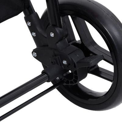 vidaXL Бебешка количка 2-в-1, светлосиво и черно, стомана