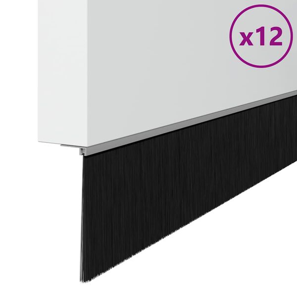 vidaXL Запечатващи четки за врата с винтово закрепване 12 pcs Сребрист