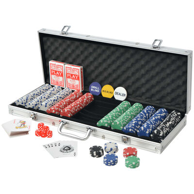 vidaXL Покер комплект с 500 чипа, алуминий