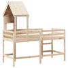 vidaXL Таванско легло със стълба и покрив, 90x190 см, бор масив