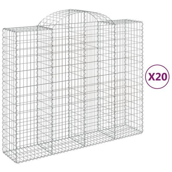 vidaXL Габионни кошници арка 20 бр 200x50x160/180см поцинковано желязо