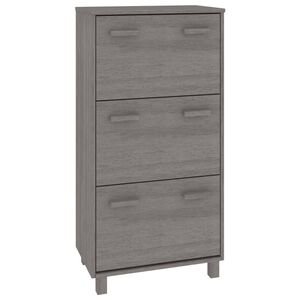 vidaXL Шкаф за обувки HAMAR, светлосив, 59,5x35x117 см, бор масив