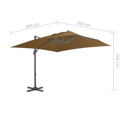 vidaXL Градински чадър чупещо рамо с алуминиев прът 300x300 см таупе