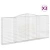 vidaXL Габионни кошници арка 3 бр 400x30x180/200 см поцинковано желязо