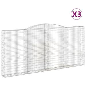 vidaXL Габионни кошници арка 3 бр 400x30x180/200 см поцинковано желязо