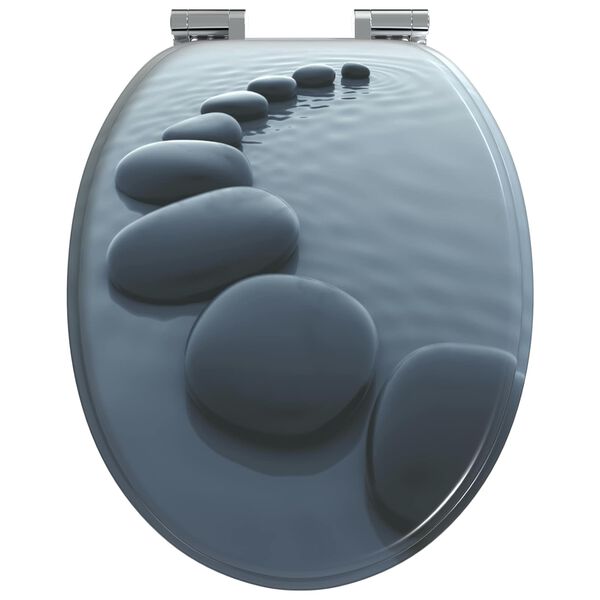 vidaXL Мека затваряща се тоалетна седалка Сив 44 x 38 см ПДЧ