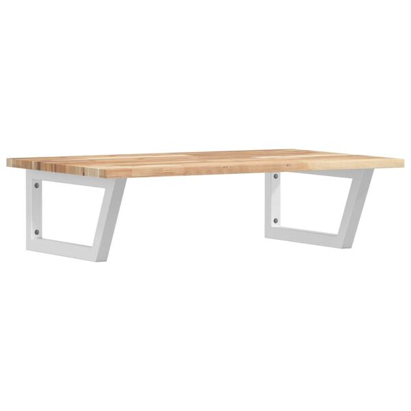 vidaXL Стенен рафт за мивка, стомана и масивно дърво акация