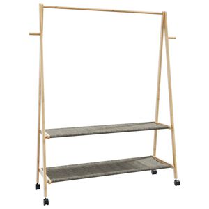 vidaXLL Стелаж за дрехи с рафтове и колела 132x45,5x155,5 cm Бамбук