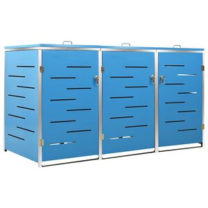 vidaXL Троен навес за кофа за смет 207x77,5x115 см инокс