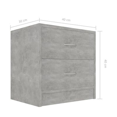 vidaXL Нощни шкафчета, 2 бр, бетоново сиво, 40x30x40 см, ПДЧ