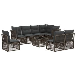 vidaXL Градински Софа Комплект 9 pcs Сиво полиратан
