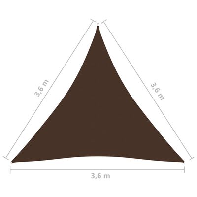 vidaXL Платно-сенник, Оксфорд плат, триъгълно, 3,6x3,6x3,6 м, кафяво