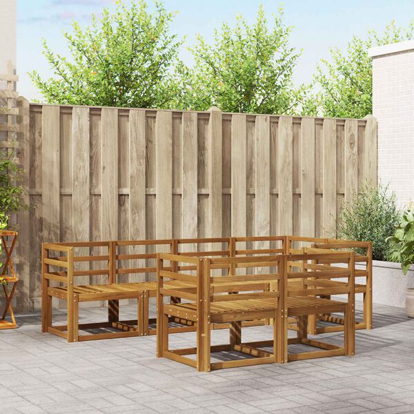 vidaXL Комплект дивани за открито 7 pcs Натурален и Антрацит